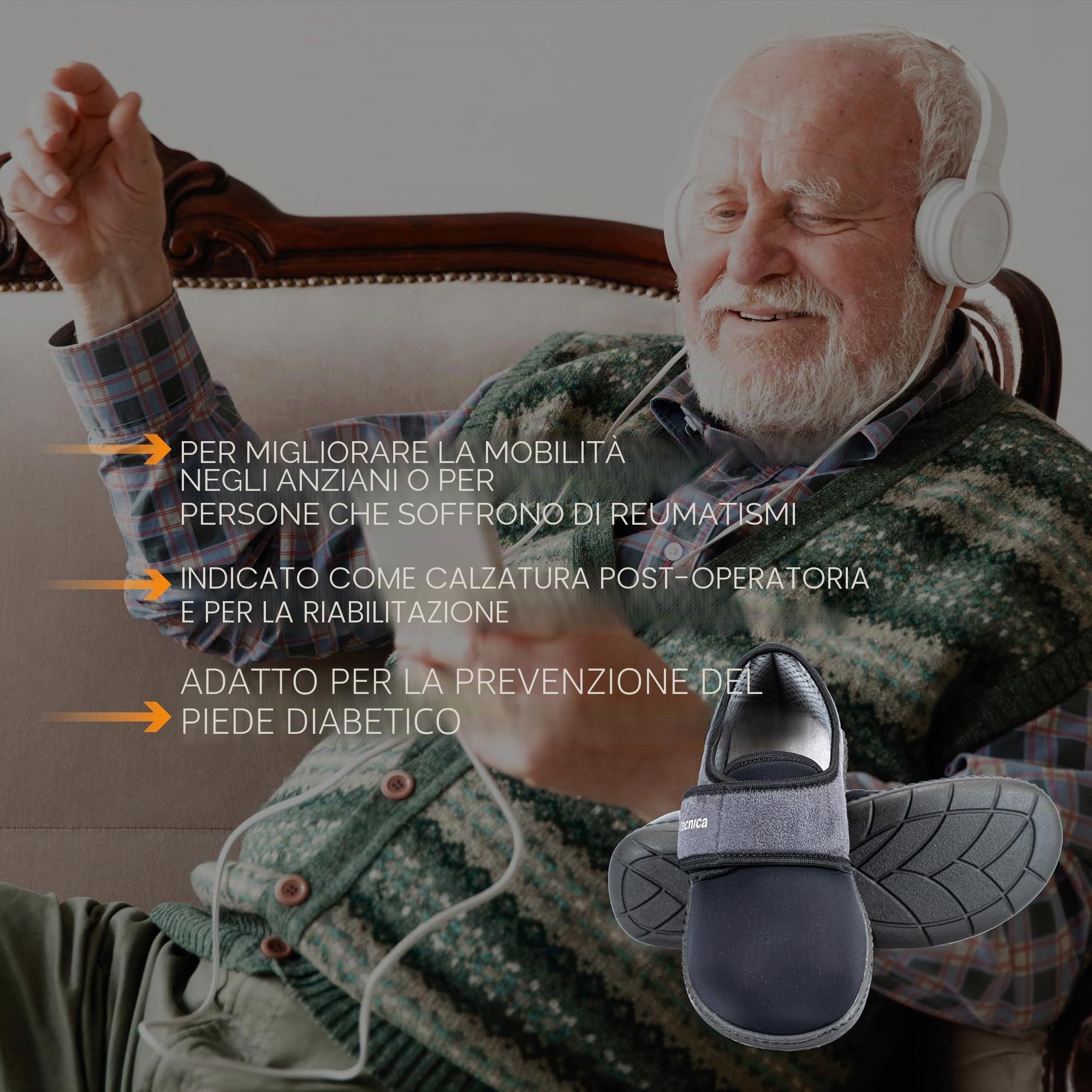 EXTRO STYLE - Scarpe Ortopediche Tecnica Flex con Plantare Estraibile, per Alluce Valgo, Dita A Martello e Metatarsalgie, Suola Antiscivolo e Urto-Assorbente, Grigio-Nero