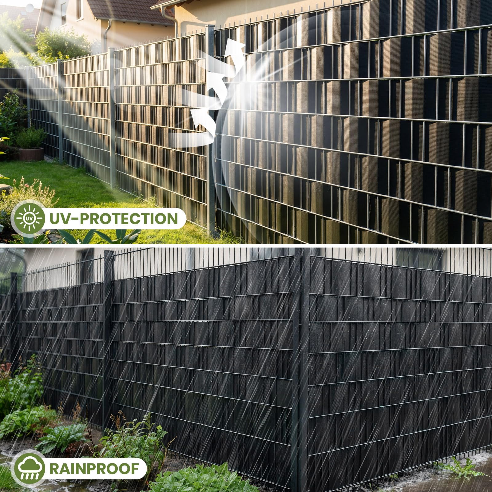 Velway Strisce Frangivista in PVC per Recinzione a Doppio Picchetto - 35m x 19cm, 450g/m², Anti-UV, Impermeabile e Antistrappo, con 25 Clip di Fissaggio per Giardino e Balcone