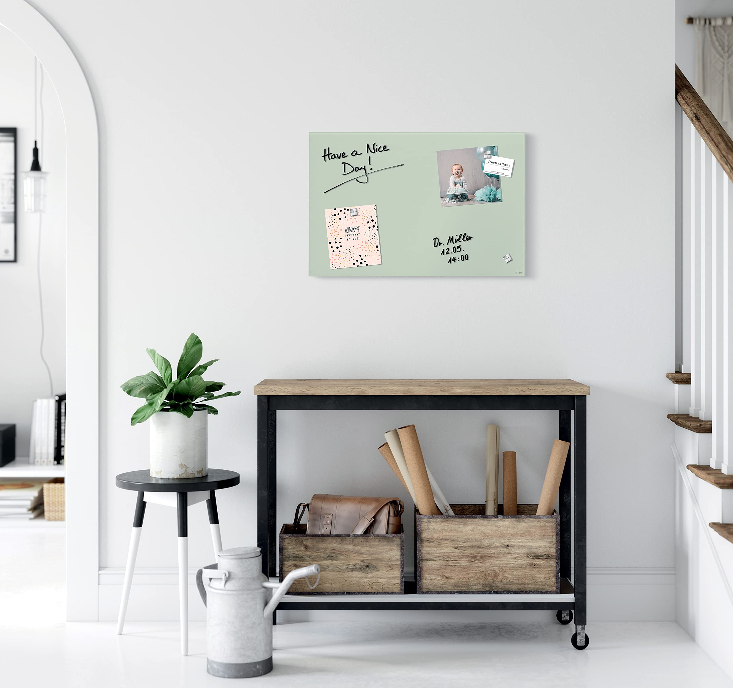 SIGEL GL515 Lavagna magnetica in vetro premium, superficie opaca, 60 x 40 cm, montaggio facile, mint, Artverum