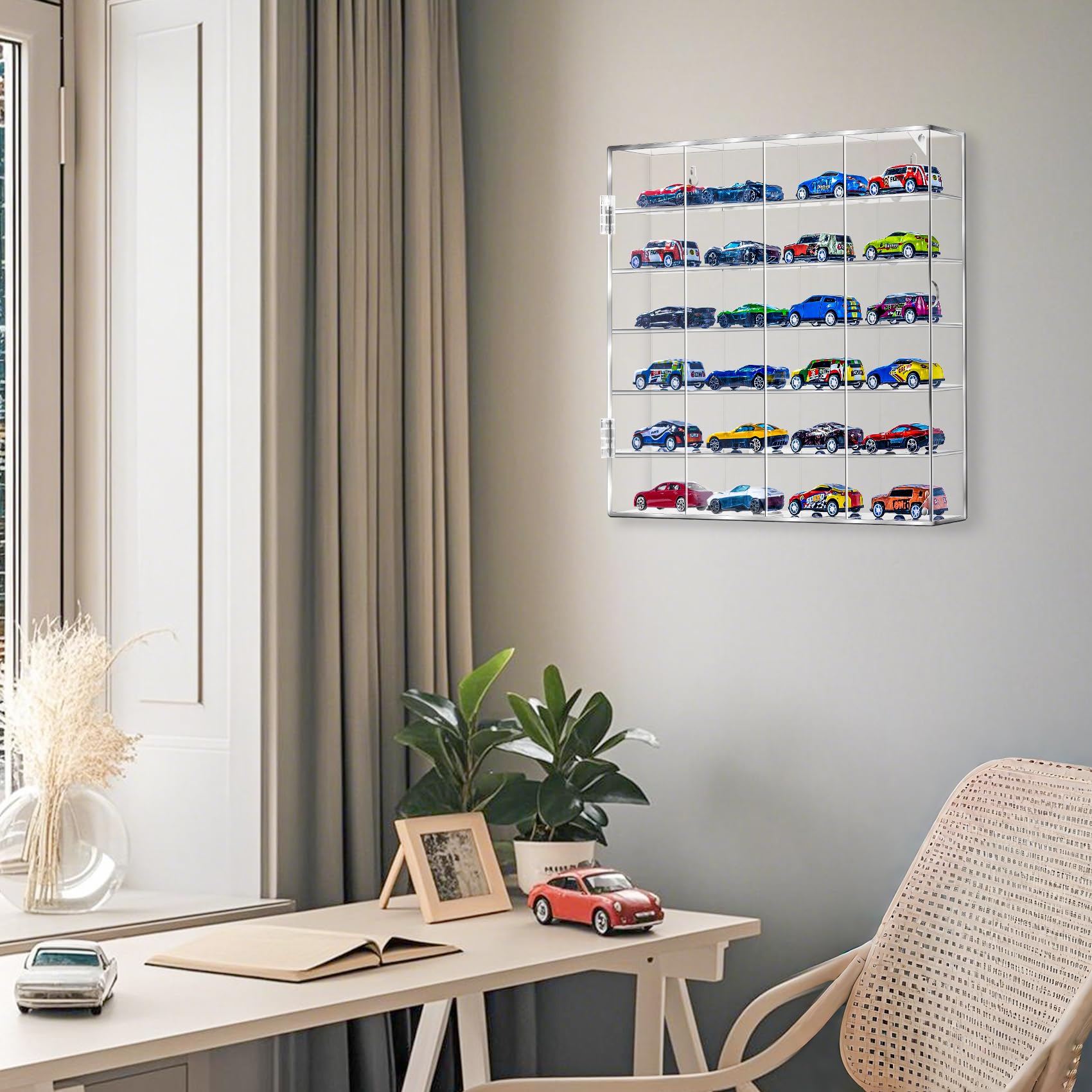 HEKORE Acrylic Display Case For Hot Wheels, Toy Car Storage