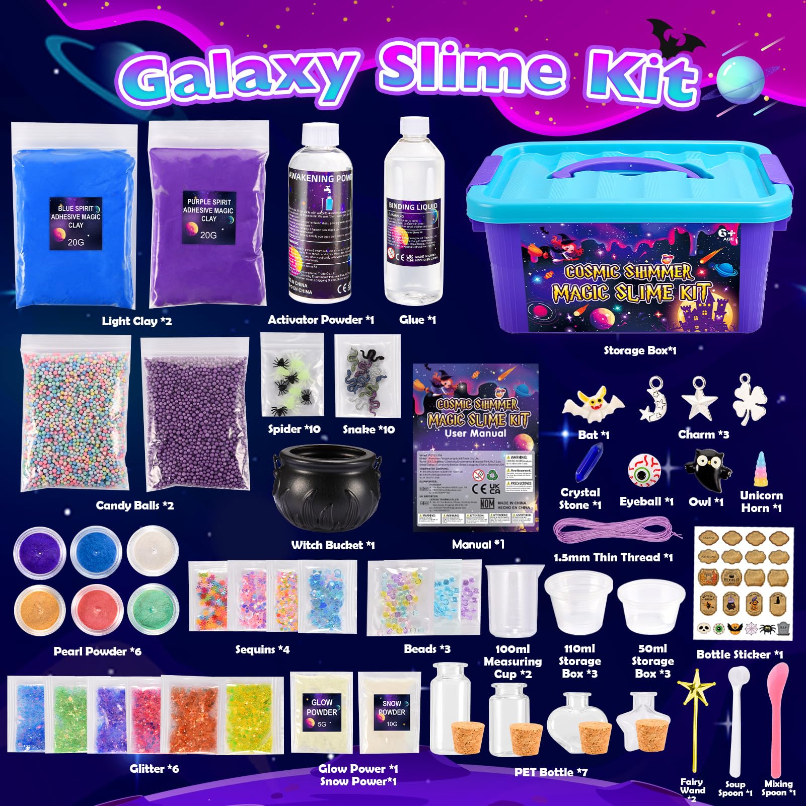 iKidiki Galaxy Slime Fluffy, Giochi Bambina 6-12 Anni Femmina Slime per Bambini Regalo Bimba 6-12 Anni Slime Kit Lavoretti Creativi per Bambini