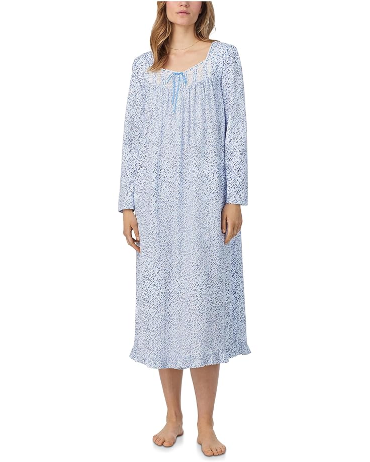 Eileen West Cotton Knit Long Sleeve Long Nightgown - Main View