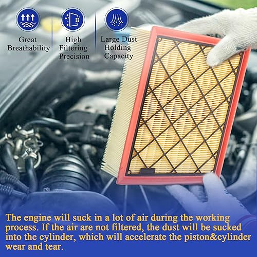 Miniatura 5 de CA11480 Filtro de aire de motor para Ford GT Edge Fusion Lincoln MKX MKZ Nautilus Continental EAF069 DS7Z-9601-A 2013-2022