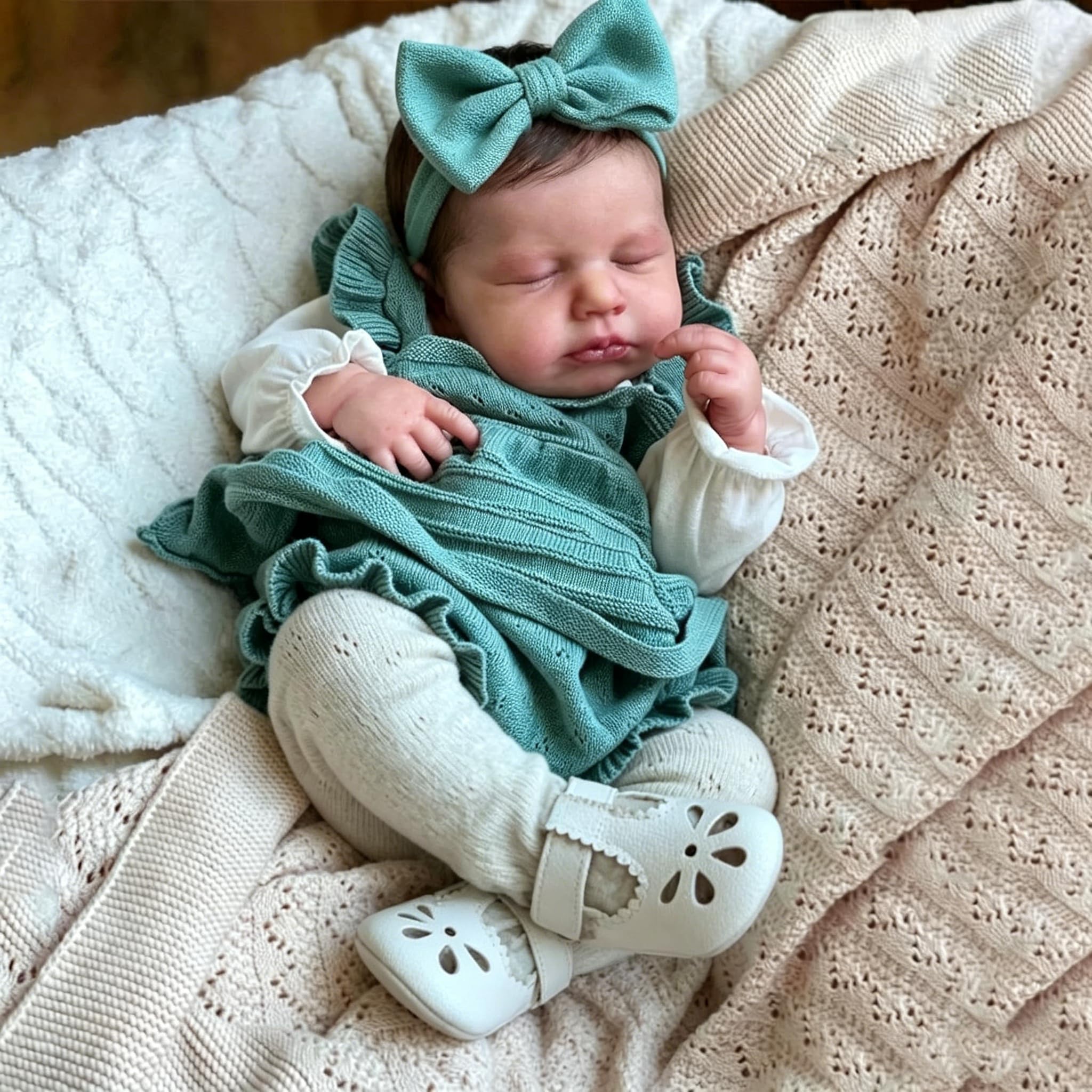 Zero pam Reborn Baby Mädchen 50CM Reborn Baby Lebensecht, Reborns Puppen Lebensecht, Lebensechte Babypuppen Wie Echt, Echte Puppe Mit Haaren