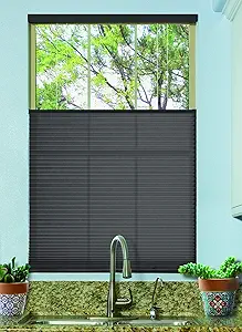 BlindsAvenue Cordless Top Down Bottom Up Cellular Honeycomb Shade, 9/16" Single Cell, Light Filtering, Anthracite, Size: 32.5" W x 48" H