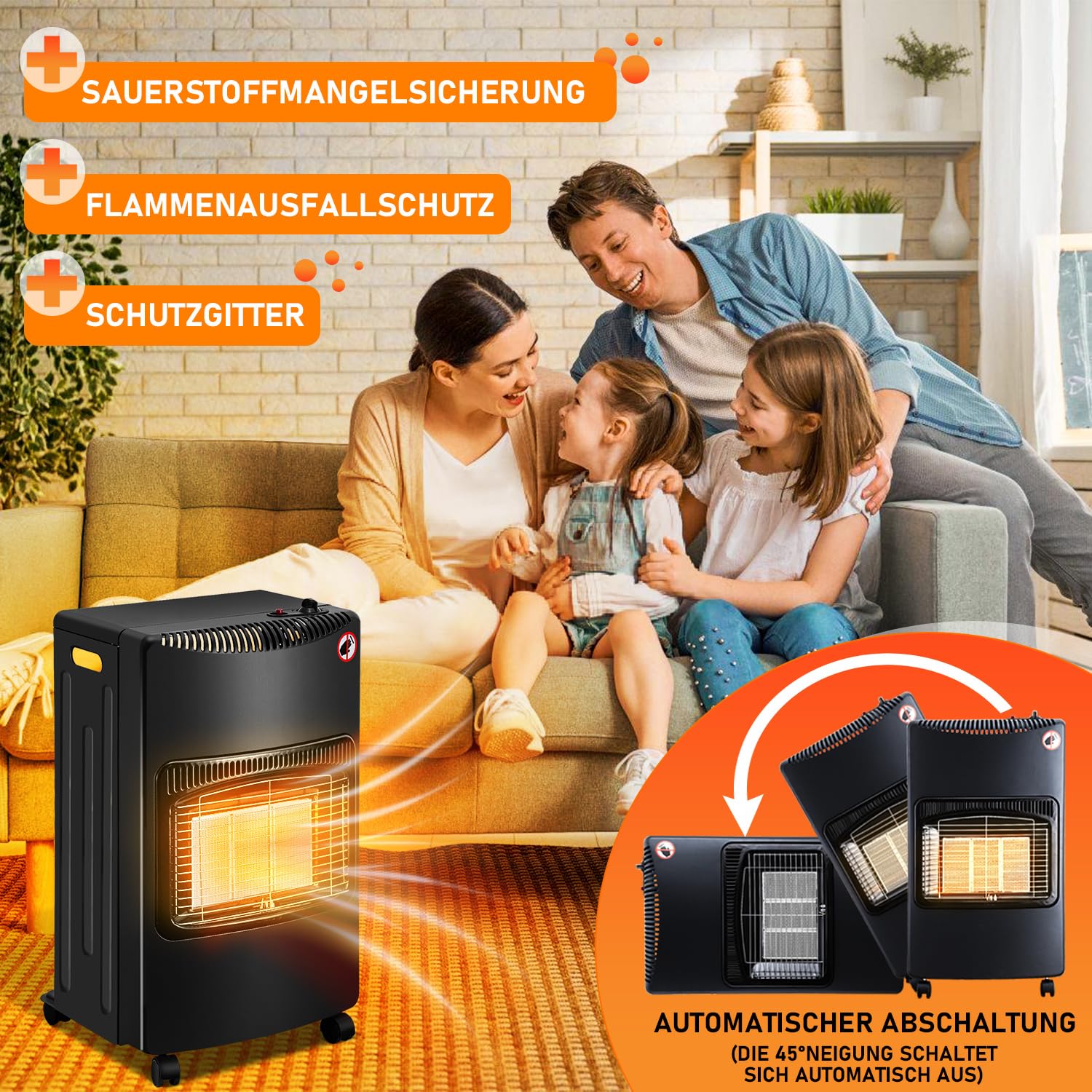 Stufa a gas da 4200 W, a infrarossi, 3 livelli di calore