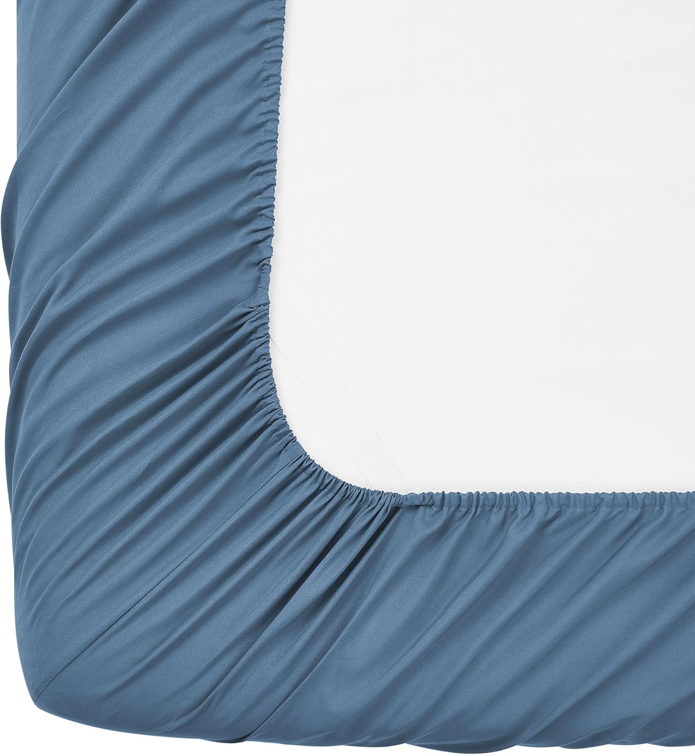 King Size Fitted Sheet Only with Full Elastic & Built in Corner Sheet Straps to Prevent Shifting - Soft & Breathable Brushed Microfiber Bottom Sheet, King, Denim Blue