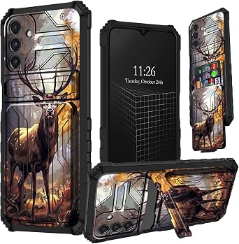 for Samsung Galaxy A14 5G Case with Card Holder, Military Grade Shockproof Wallet Cover with Kickstand, Slim Rugged Protective Phone Case for Galaxy A14 5G 6.6", Forest Deer