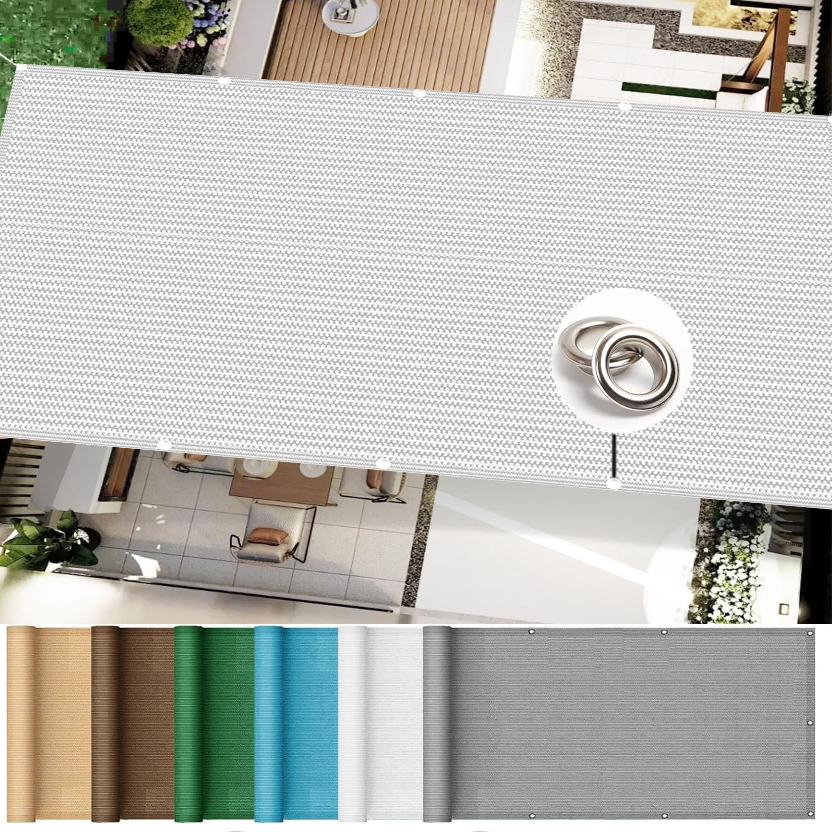 Auvent respirant anti-UV en HDPE blanc 2.5x6m pour grand jardin