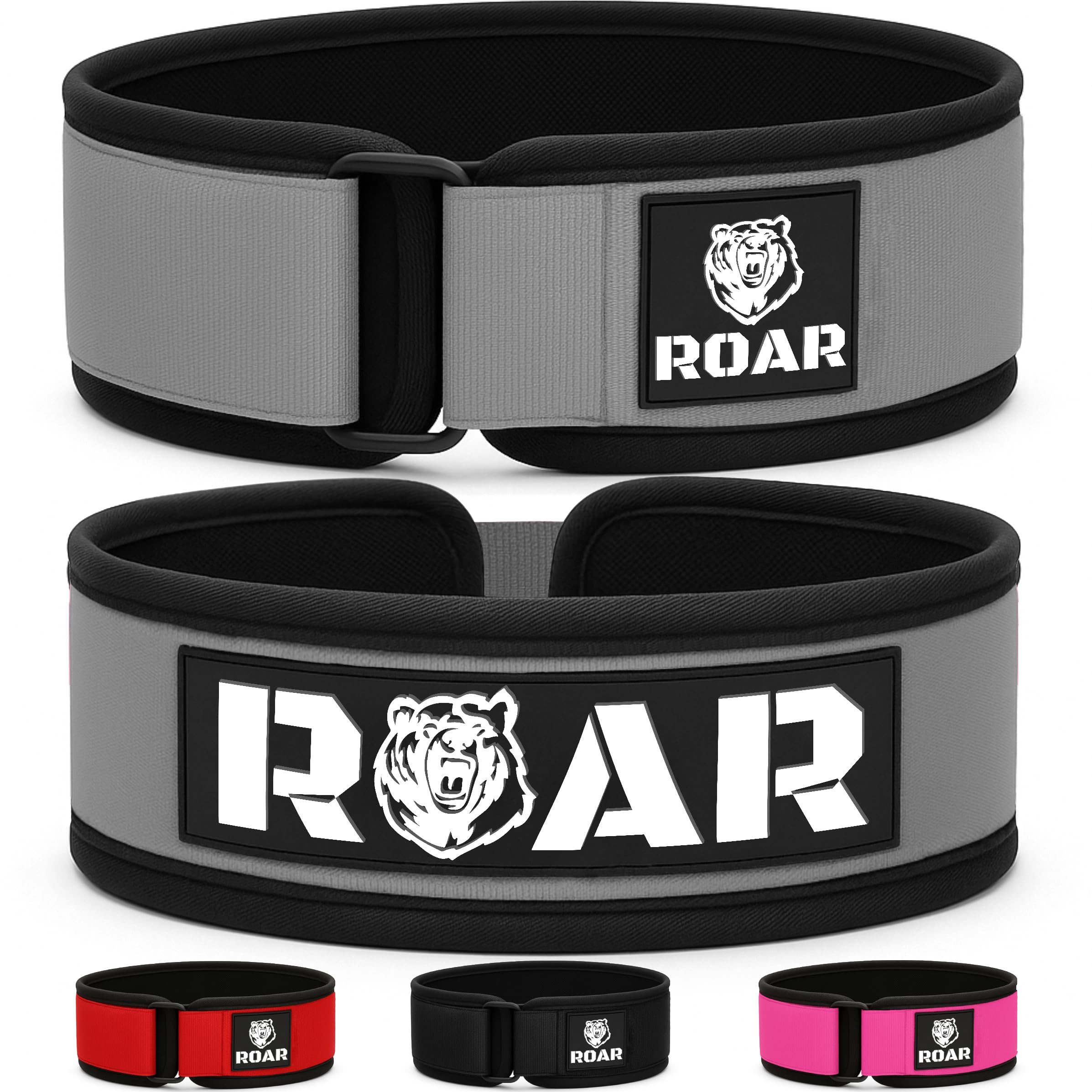 Roar® Pas lędźwiowy Gym, pas gimnastyczny dla mężczyzn i kobiet, pas do podnoszenia ciężarów, trójbój siłowy, podnoszenie ciężarów, kulturystyka, pas gimnastyczny dla mężczyzn, pas balastowy