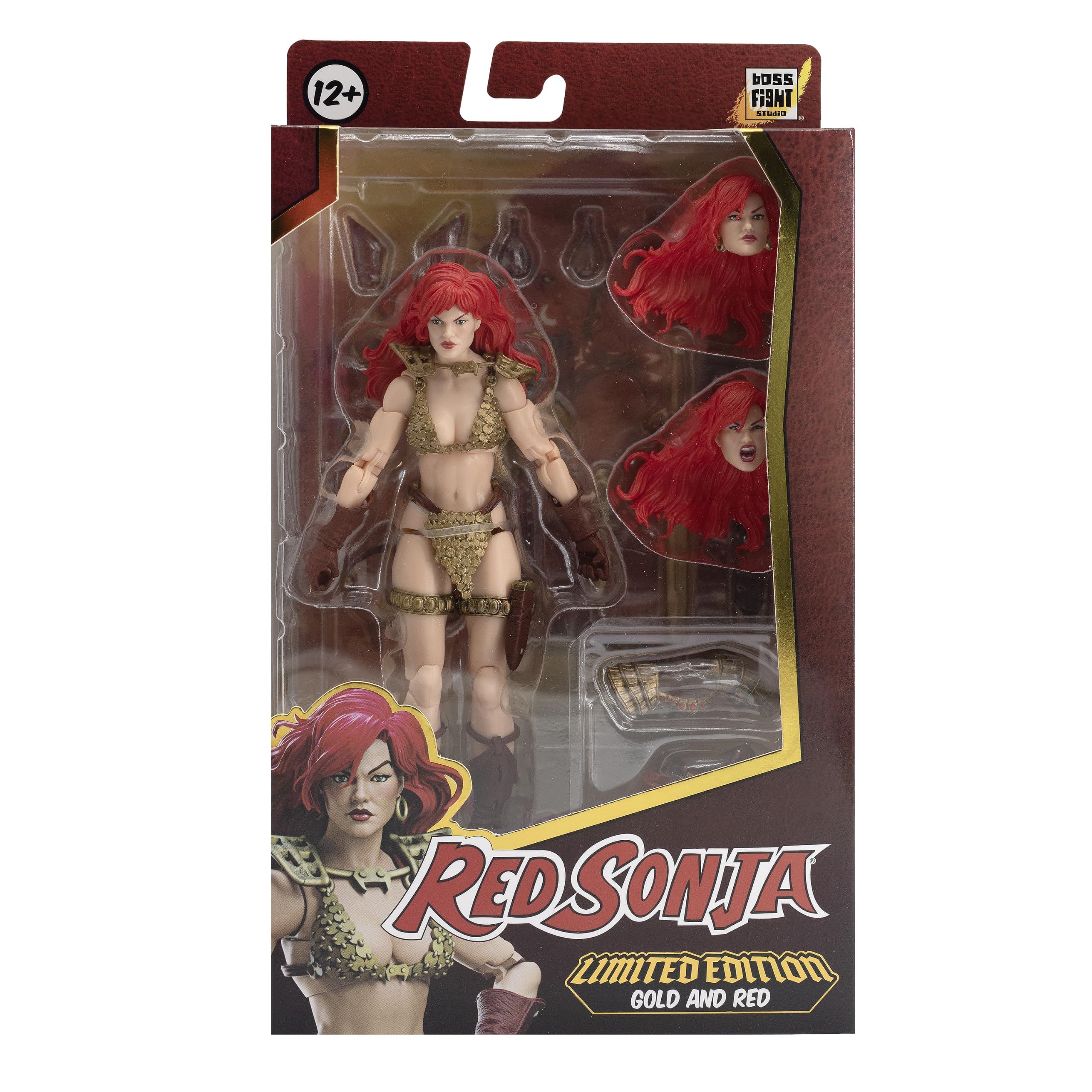 Boss Fight Studio Epic H.A.C.K.S. Action Figure Red Sonja Gold & Red - Statuetta da collezione altamente articolata, personalizzabile con accessori e parti intercambiabili - Scala 1:12