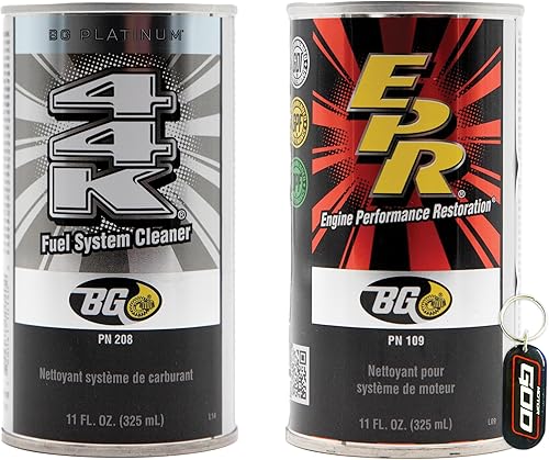 Limpiador de sistema de combustible BG Platinum 44K y restauración del rendimiento del motor BG 109 EPR - Llavero de 11 onzas líquidas