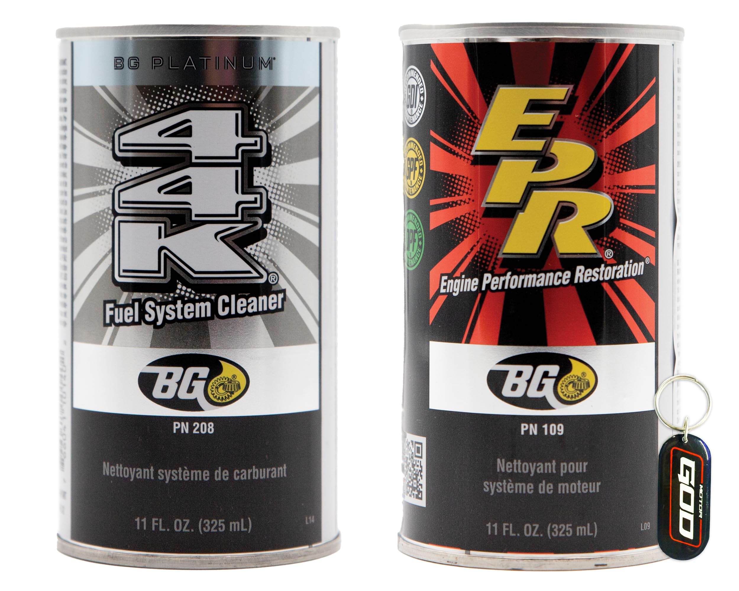 Motor God BG Platinum 44K Fuel System Cleaner & BG 109 EPR Engine Performance Restore– 11 Fl Oz Key Chain