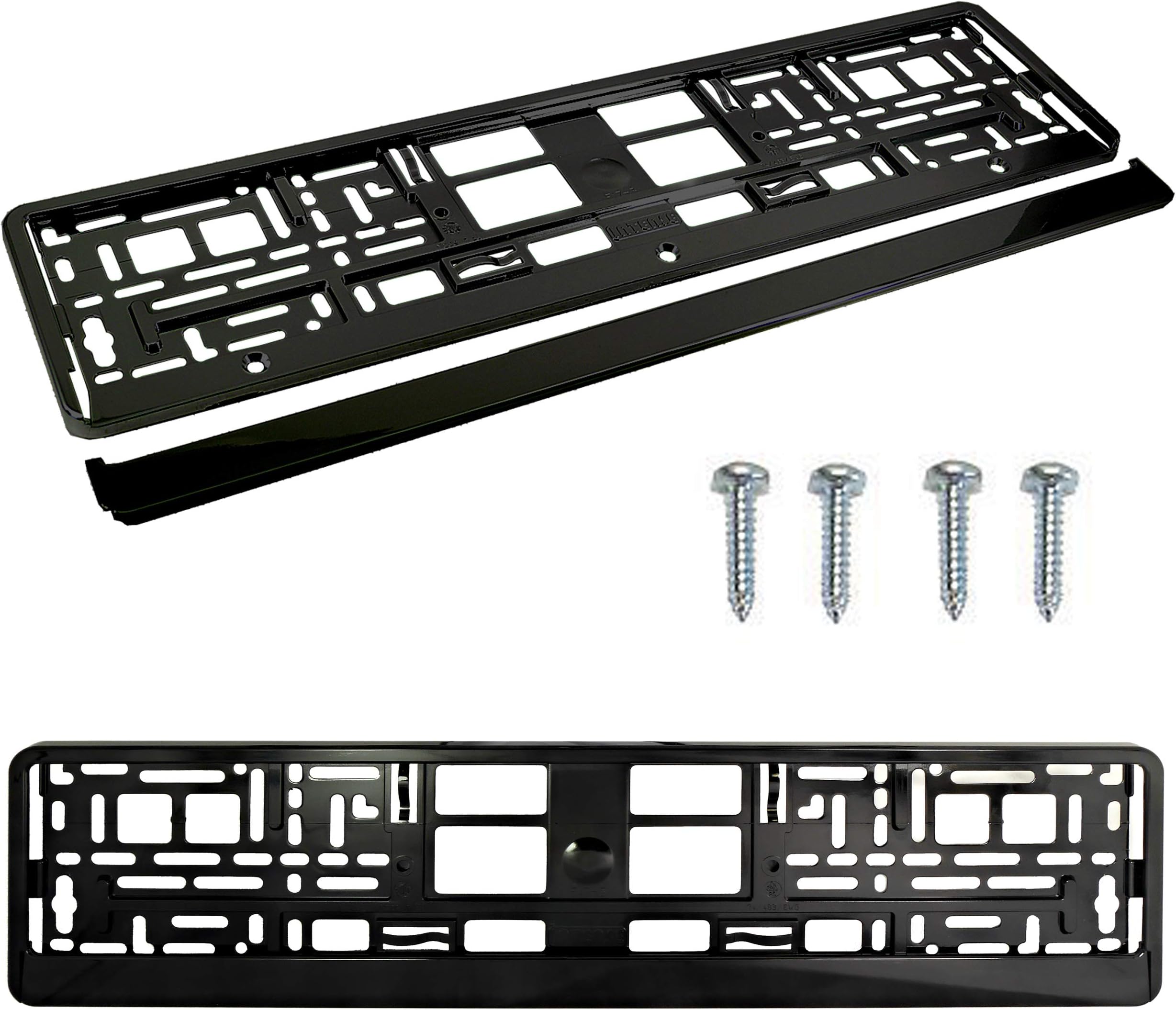 PAIR (2PCS) SUPER BLACK GLOSS Car Registration License Number Plate Surround Holder Frame Surround