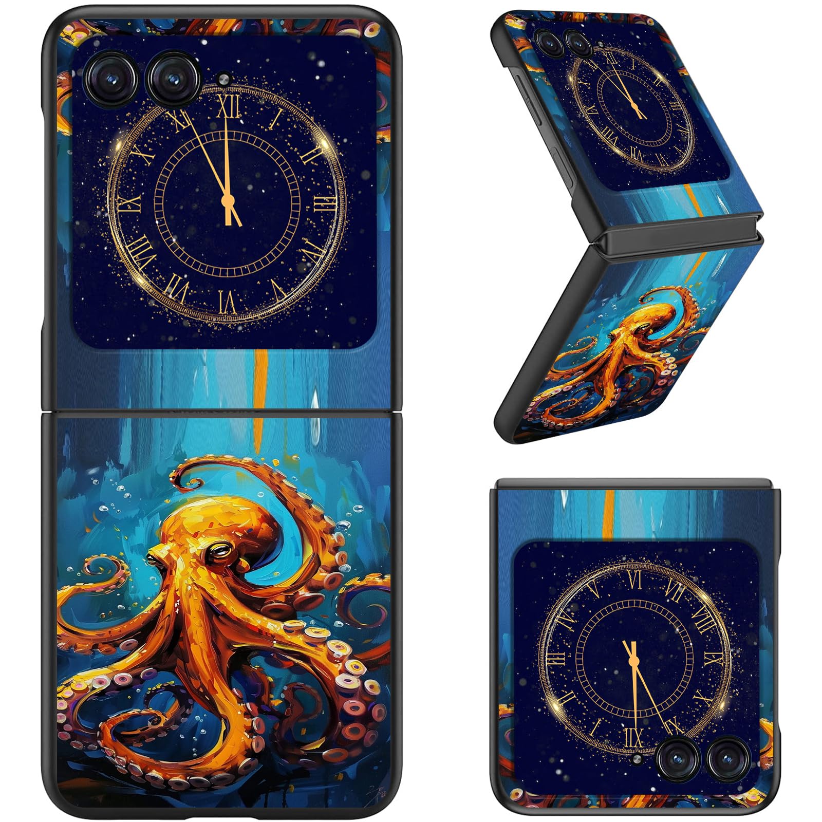 RAUEDWDJS Case for Motorola Razr 2025/2024,Slim Hard PC Flip Cover Full-Body Rugged Shockproof Cover for Moto Razr 60/Razr 50,Fun Octopus
