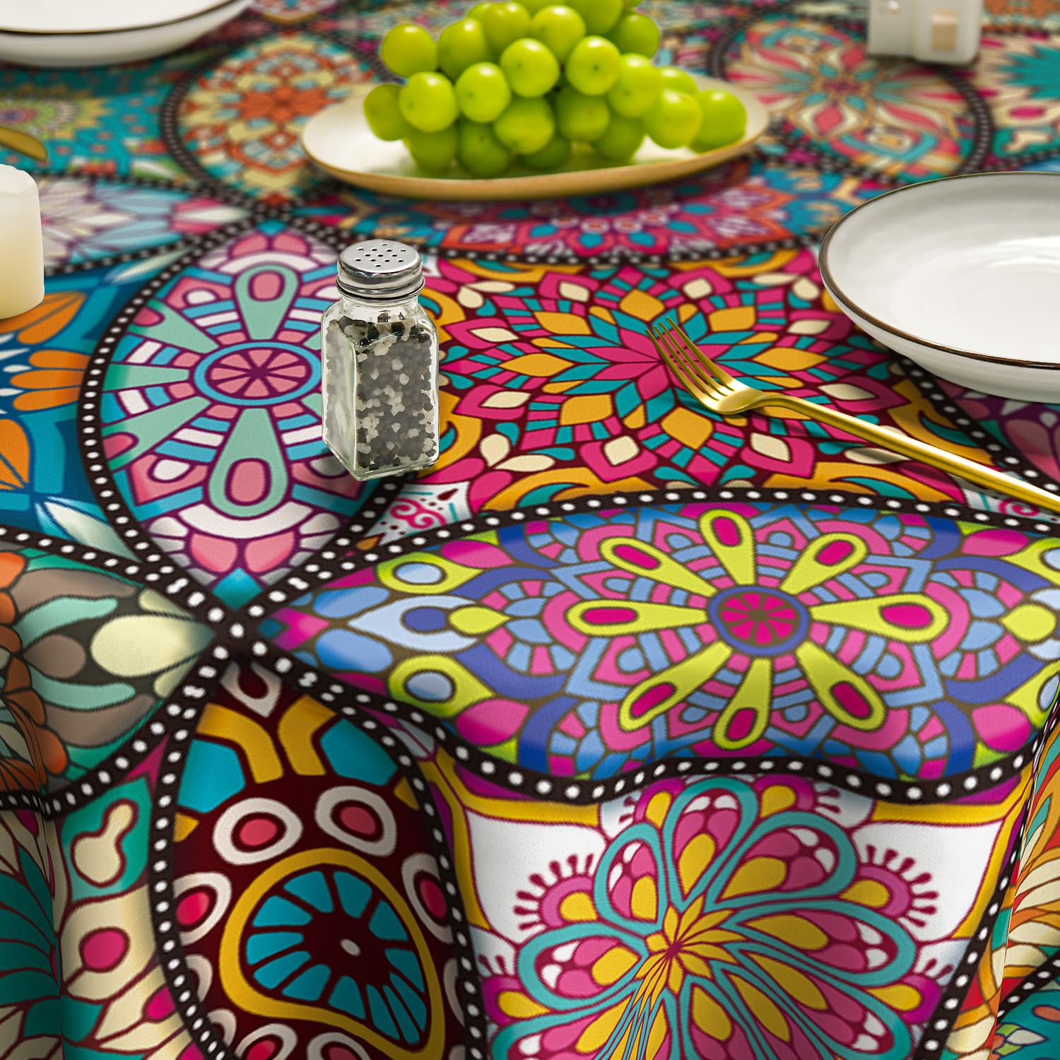 Amazon｜Horaldaily ボヘミアンスタイル ラウンドテーブルクロス 70×70