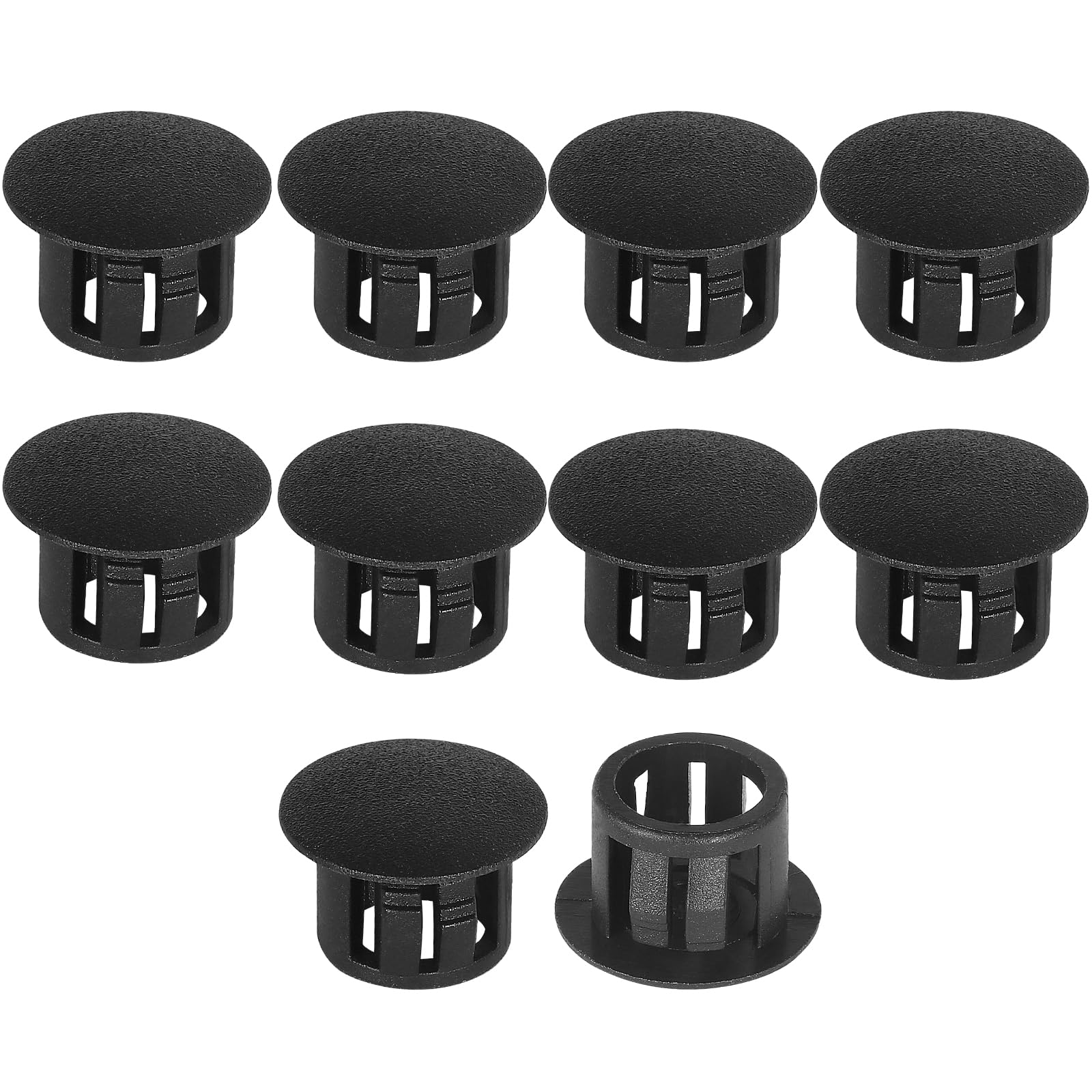 12mm Plastic Hole Plugs - Masendelk Snap-in End Caps - Black - 10pcs
