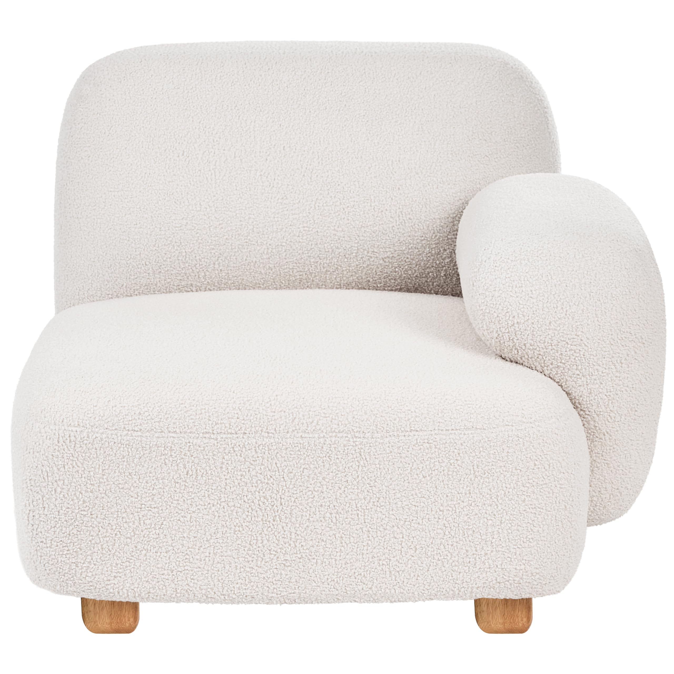 Beliani Sessel linksseitig Bouclé cremeweiß gepolstert modular mit Armlehne Lehne & Holzbeinen modern Amli