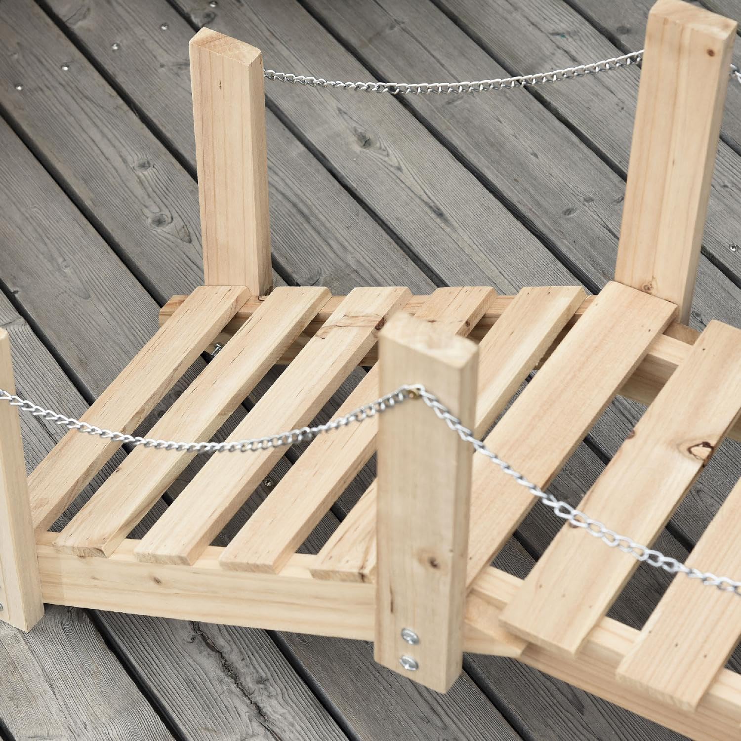 Ponticello da Giardino in Legno per Laghetto con Passerella ad Arco Impermeabile 100x32x48cm