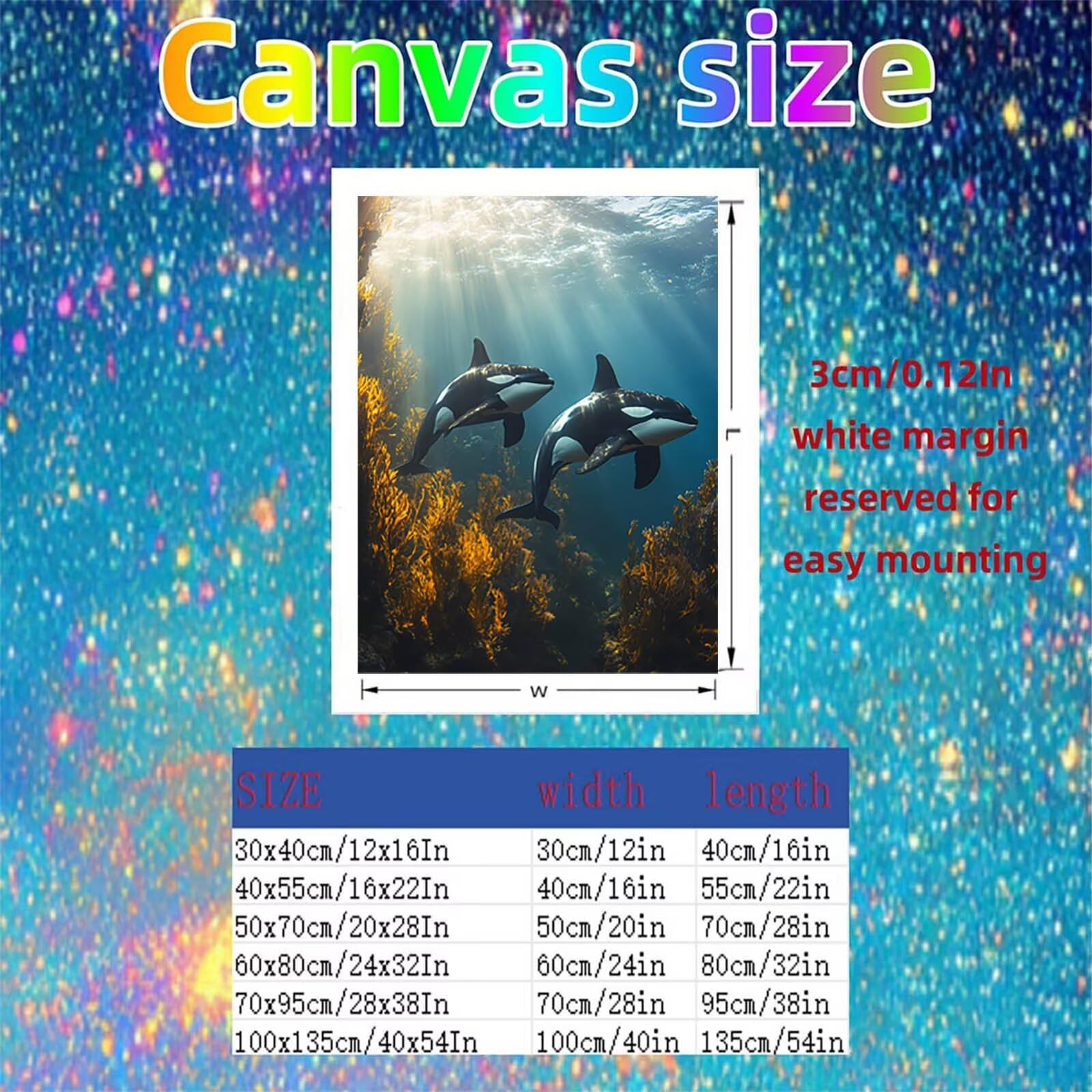 GYYH-5314 Orca Malowanie po numerach, dla dorosłych, zwierzę, akrylowe farby po numerach, hobby dla dorosłych i kobiet, 102 x 137 cm, płótno do malowania, sztuka ścienna, do salonu, dekoracja
