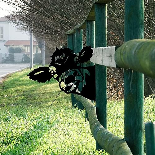 Miniatura 4 de TOKLYUIE Arte metálico de animales Peeping - Decoración de metal de vaca miradora para decoración de jardín al aire libre, patio trasero, césped,
