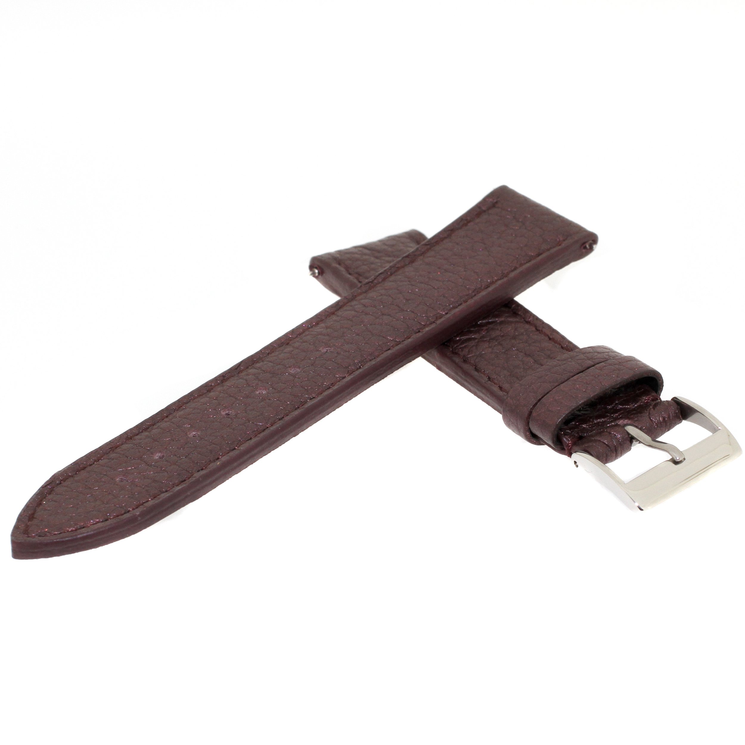 Tech Swiss Watch Band Genuine Leather Plum Purple Quick Release Built-in Pins 20 millimeters