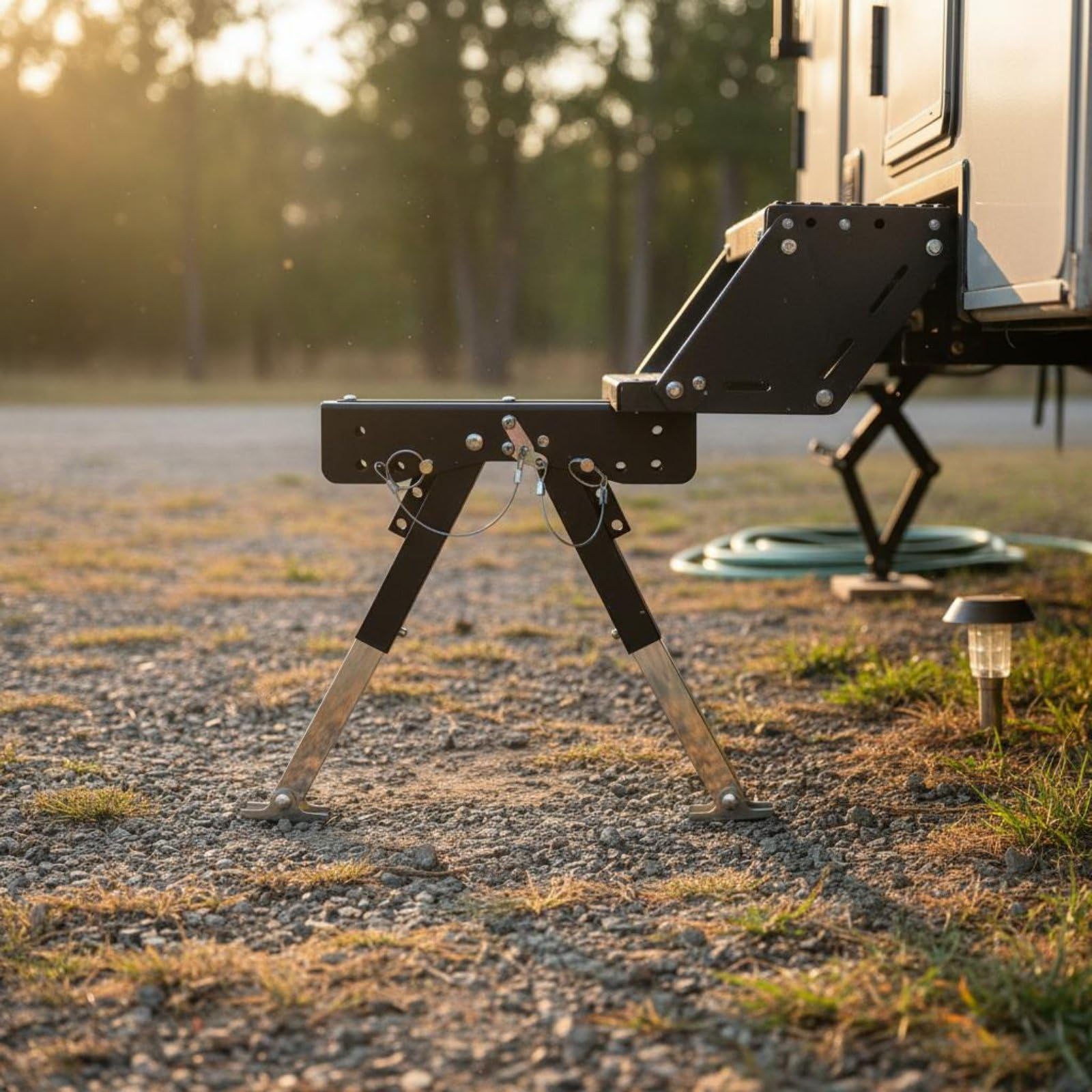 Estabilizador Escalón Ajustable Soporte Plegable Metal Resistente para Terreno Irregular, Camping, Viaje