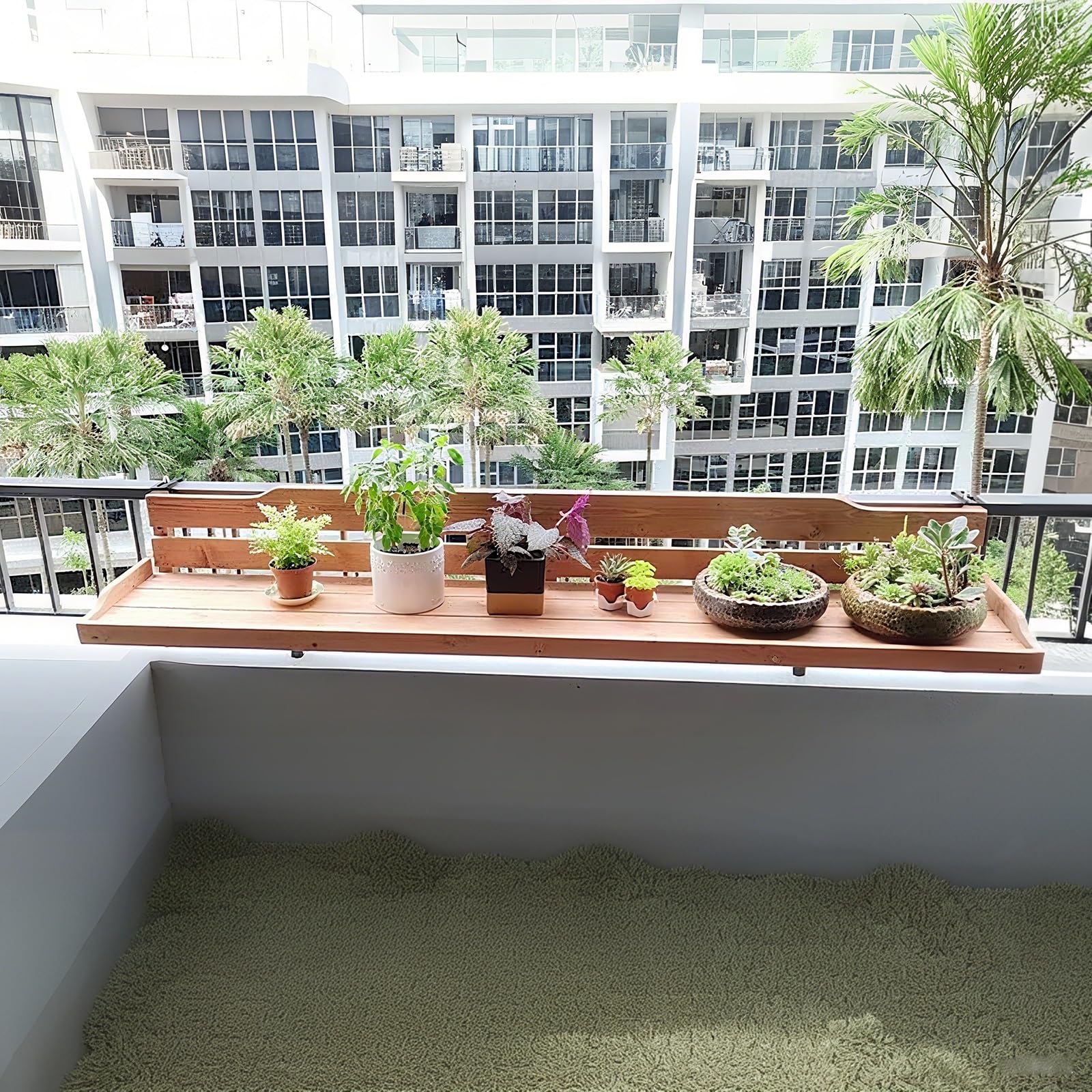 Tavolo Pieghevole Da Balcone A Parete,Ringhiera Sospesa Per Tavolo Da Balcone,Moderno Tavolo Galleggiante Per Bevande,Tavolo Pieghevole In Legno Con Ripiani,Tavolino Da Balcone(60*25cm/23.6*9.8in)
