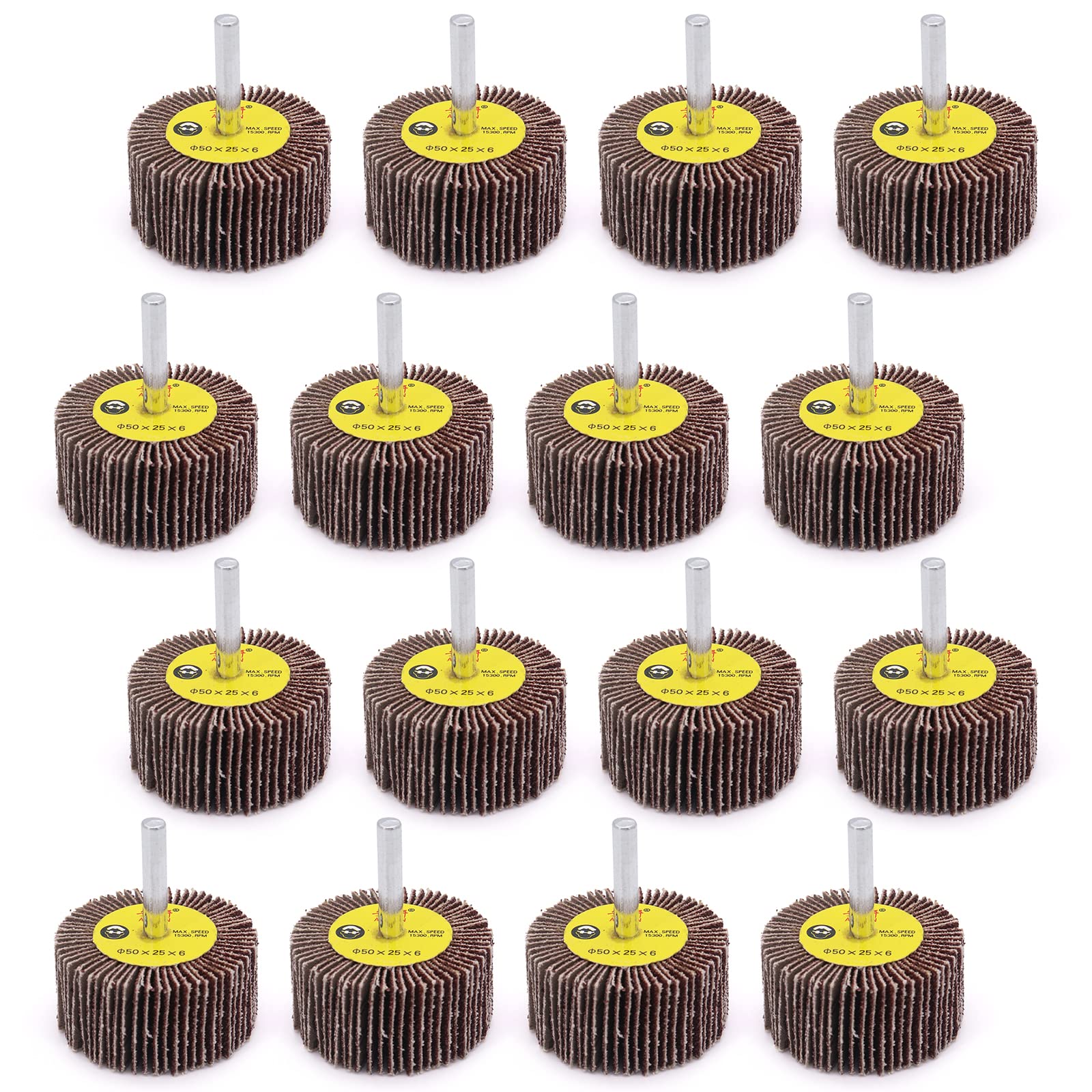Lot de 16 ponceuses à lamelles 50 mm x 25 mm x 6 mm - Têtes de ponçage de 80 pour dérouillage, ébavurage, polissage