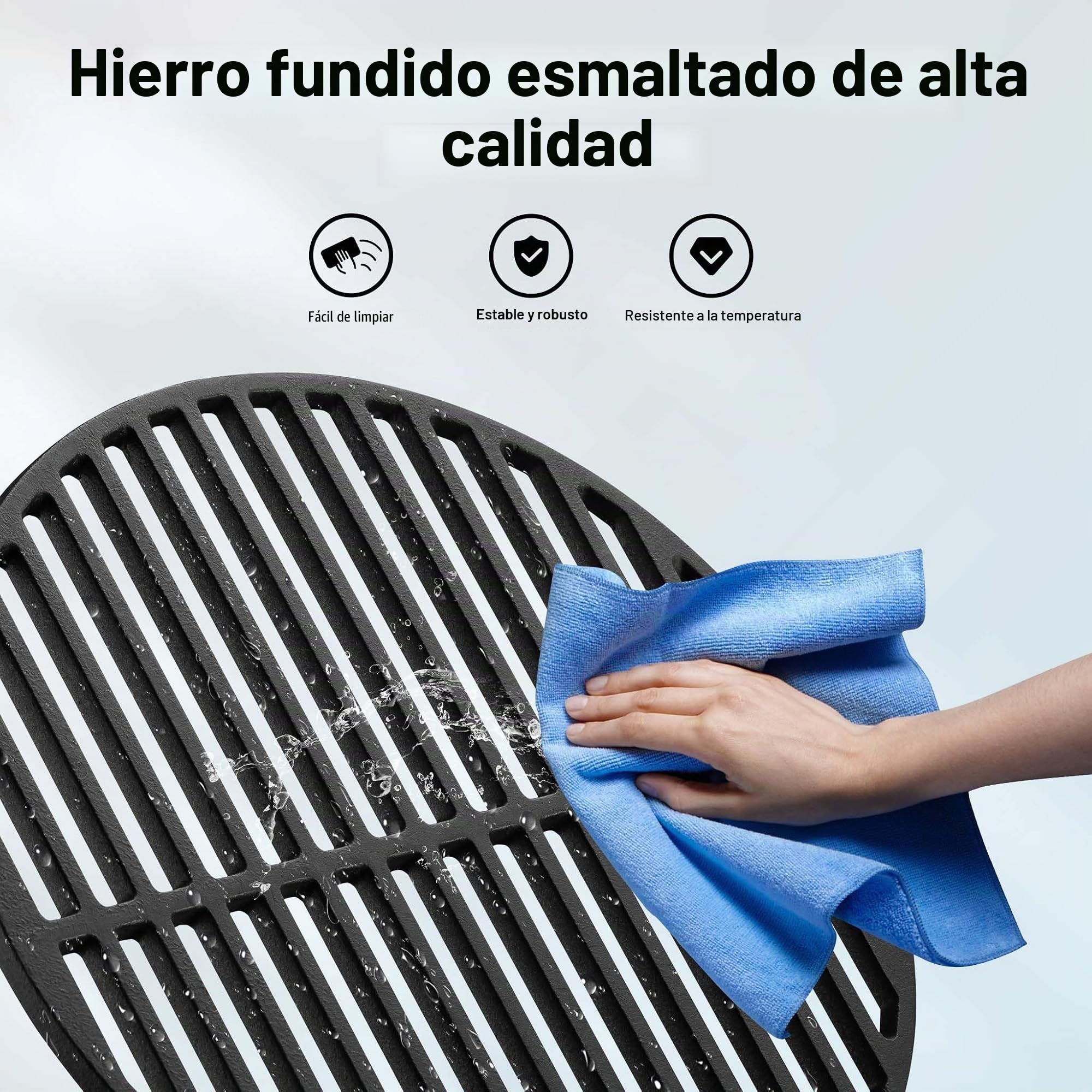 Wiltec Rejilla grill parrilla redonda hierro fundido Ø 45 cm asado barbacoa fuego brasas gas leña carbón