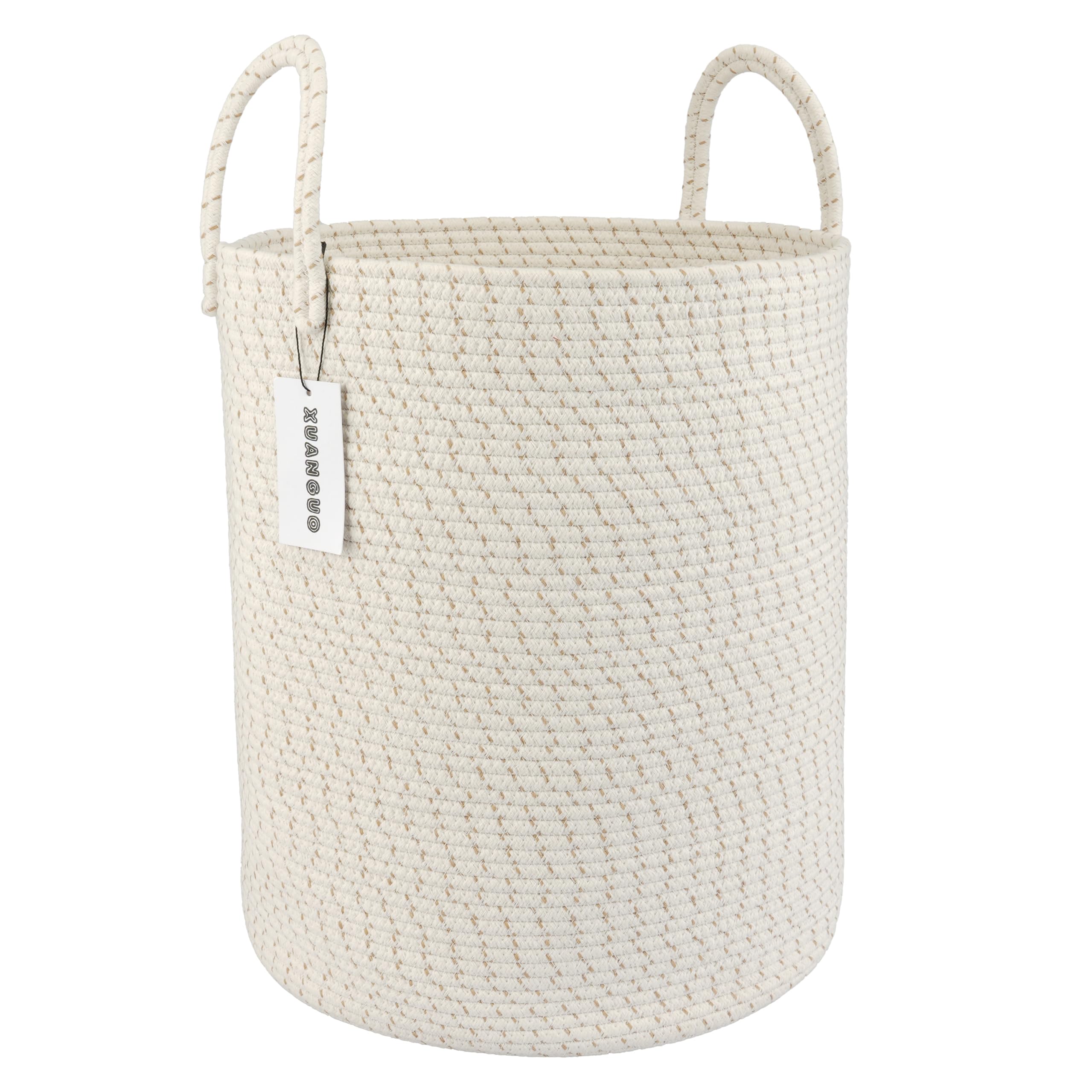 Cotton Rope Laundry Basket Hamper for Clothes Woven Storage Basket for Living Room Bedroom Boho Tall Rope Baskets for Blanket Toys Pillow Towels Baby Nursery Hamper Bin striped