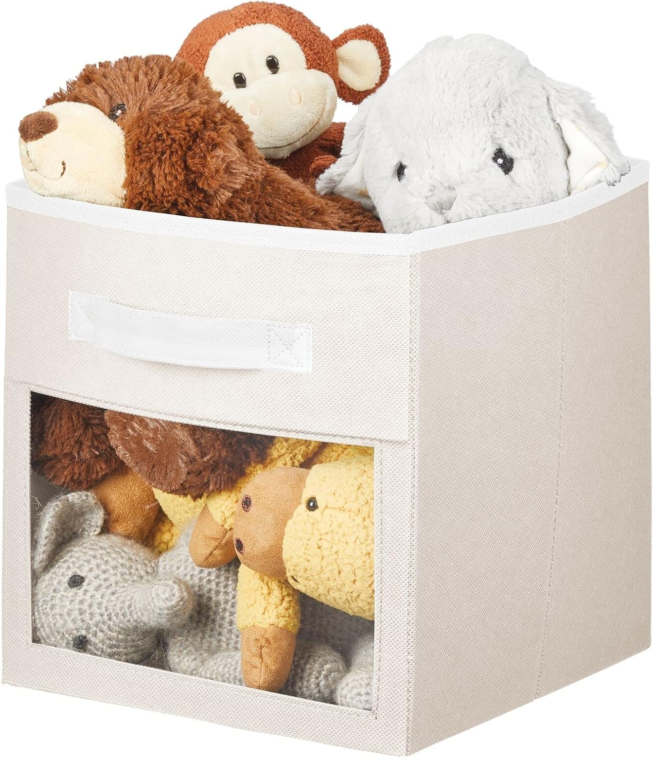 mDesign Soft Fabric Closet Storage Organizer Cube with Front View Window Bin, Storage for Baby