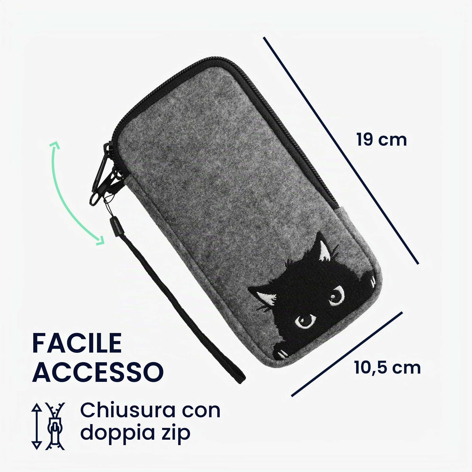 Kwmobile Custodia A Sacchetto Con Cerniera Per Smartphone L (6.5”) – Tessuto Grigio Scuro