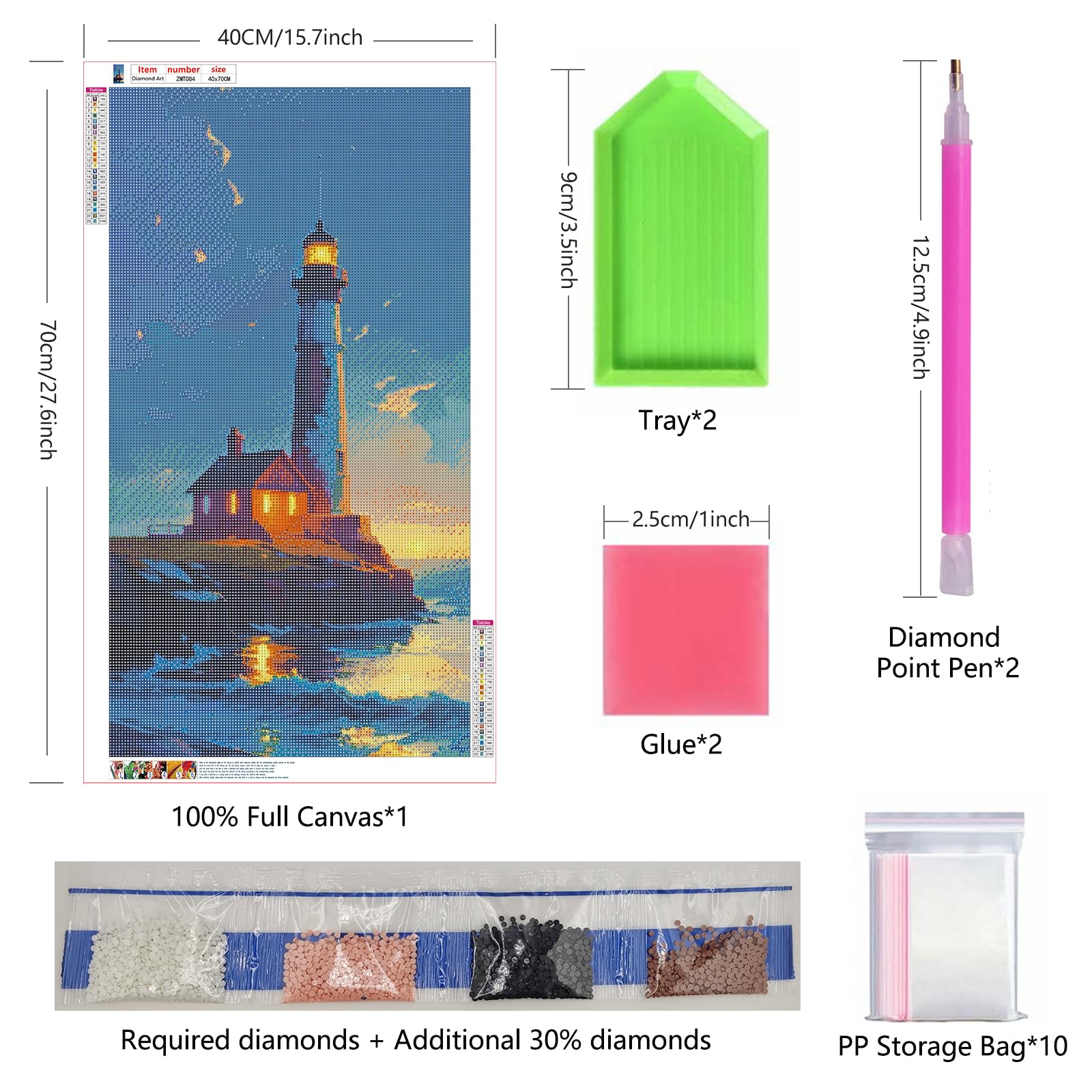 ZHUMUTO Diamond Painting Adulti Grandi Dimensioni Kit Completo,40x70 cm Pittura Diamante Adulti Paesaggi Cascate D,Fornito con Diamond Painting Accessori per la Decorazione Degli Ambienti
