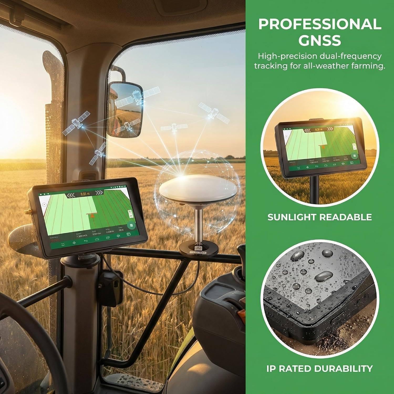 Guiado GPS para Tractores 7 Pulgadas Navegador Agrícola GNSS 9in