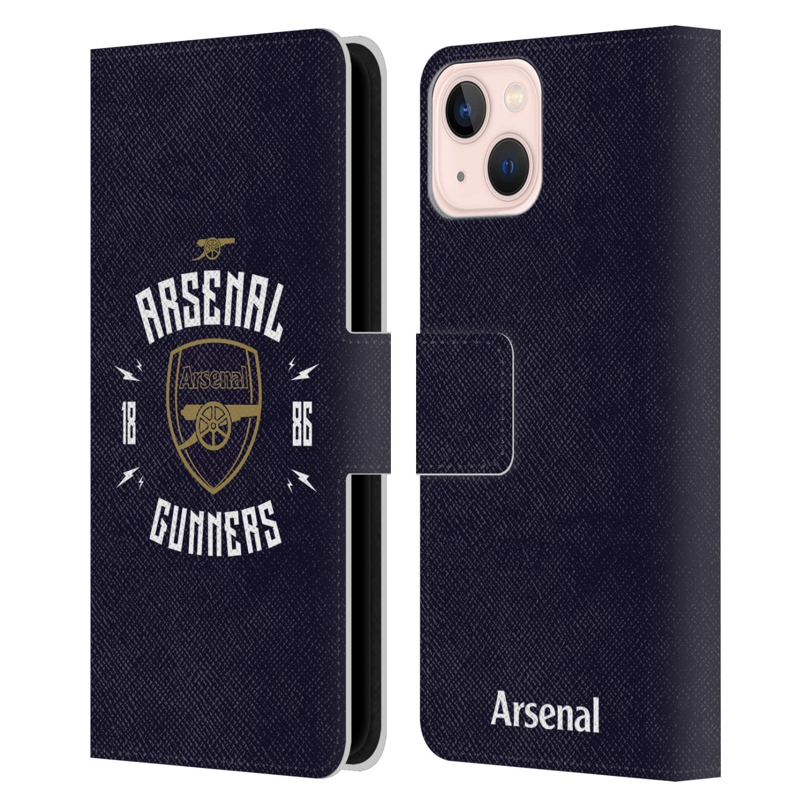Head Case Designs Officially Licensed Arsenal FC Gunners Typography Leather Book Wallet Case Cover Compatible With Apple iPhone 13 โ image 1