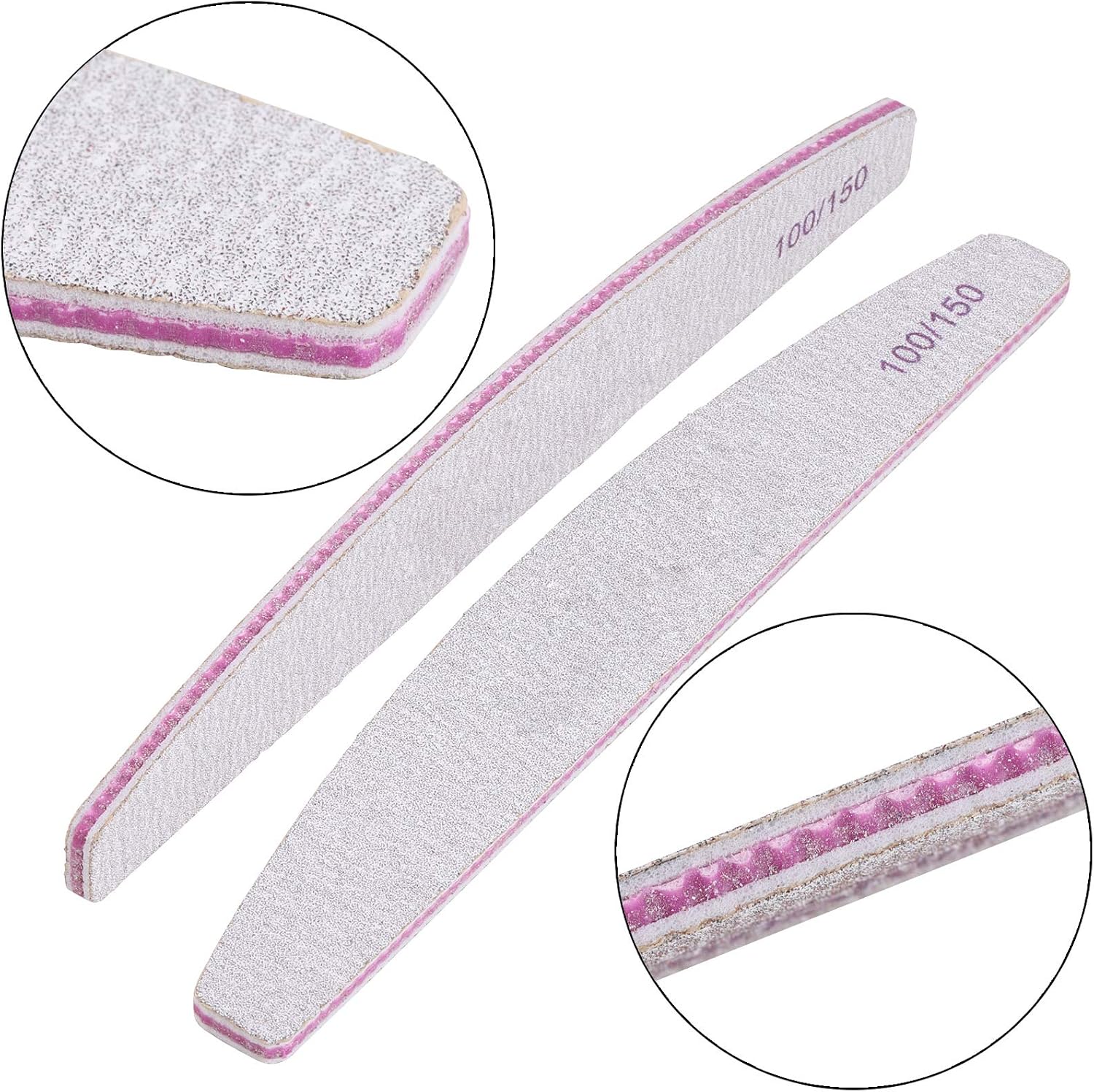 18Pcs Nail Files Double Sided Emery Board (100/150 Grit), Nail Buffering Files for Home and Salon Use, Light Grey - Image 3