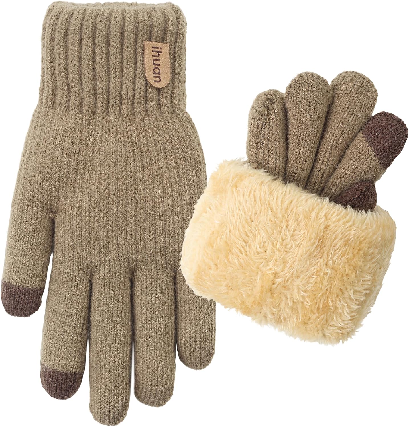 ihuan Women Winter Warm Gloves for Cold Weather, Touchscreen Driving Running Cycling, Thermal Knit Gloves with Fleece Lining