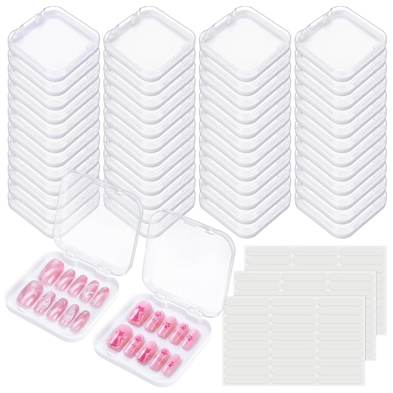 AceOrbit Kit com 48 caixas brancas para unhas postiças e 180 fitas adesivas dupla face