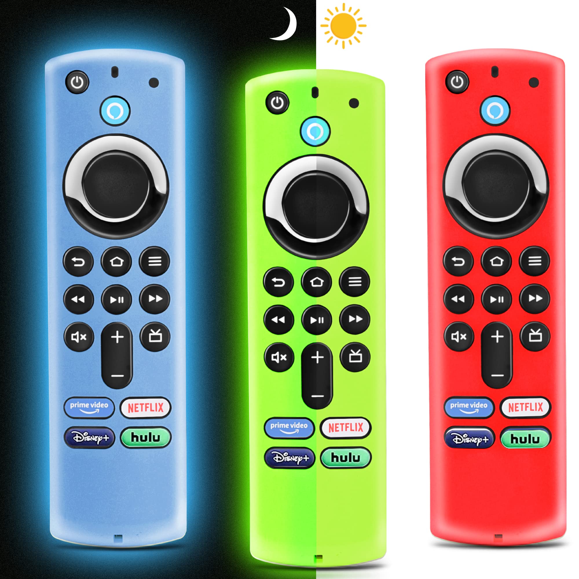 Zazolyne Remote Cover Compatible with Voice Remote 4K,3rd Gen Remote Case Glow in The Dark Cover Green Blue and Red Not Glow