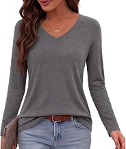 Tee Shirt Femme Manche Longue Col V Haut Ajusté Extensible