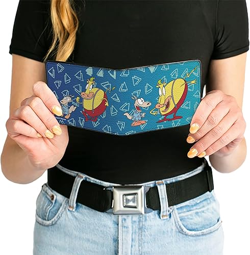 Miniatura 6 de Buckle-Down Cartera Nickelodeon para hombre, plegable, Modern Life Rocko Heffer Poses Blues White, cuero vegano, 4.0 x 3.5 pulgadas, La vida moderna
