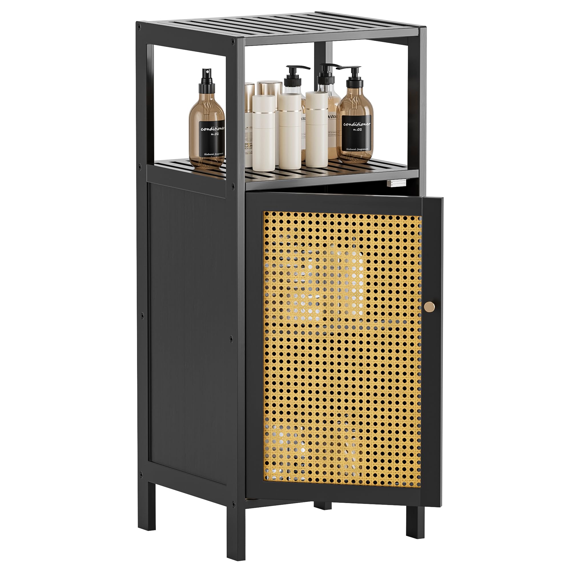 HITNET Rattan Badezimmerschrank Schmal für Küche Wohnzimmer,