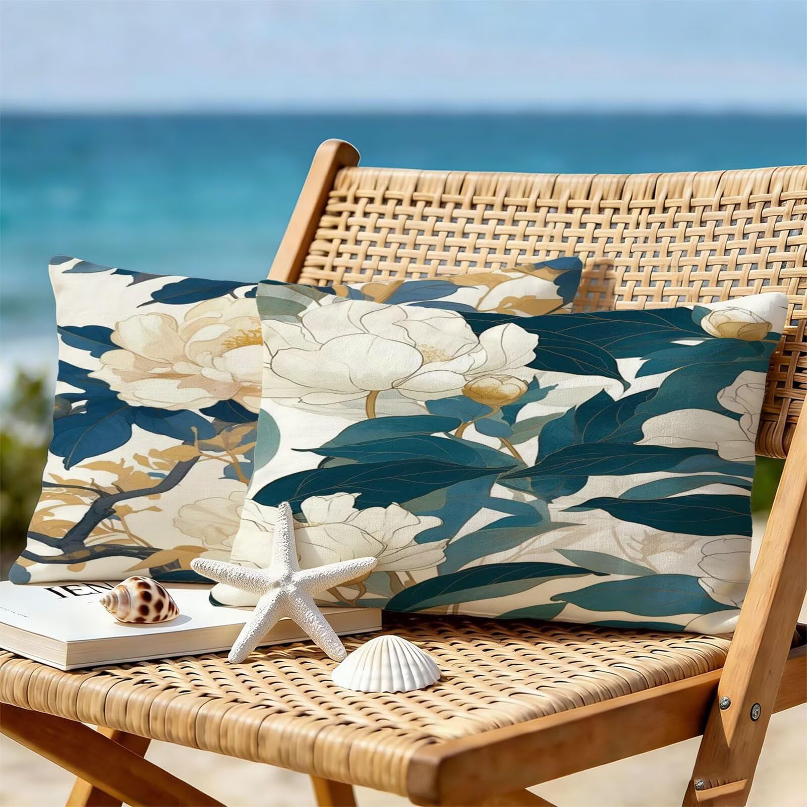 Générique Housse Coussin Exterieur Impermeable 30x50cm Flower Décoratif Taie d'oreiller Decoration Botanique Housse de Coussin Exterieur Impermeable pour Salon de Jardin Lot 2. T-15