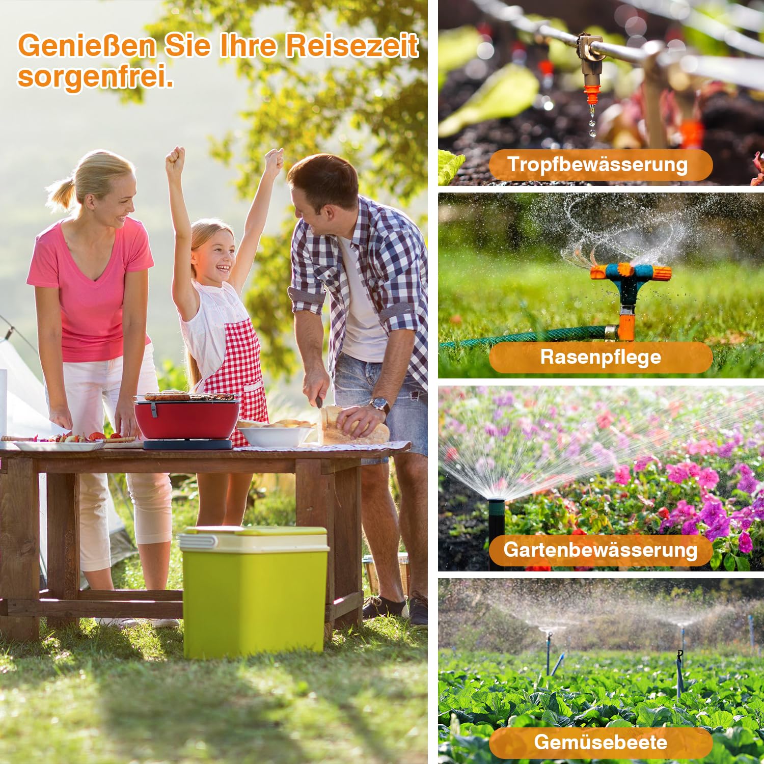 Bewässerungscomputer WLAN 2 Ausgänge mit 300 Meter RF, Starke Wanddurchdringung, Smarte Bewässerungsuhr mit APP & Alexa Sprache, Automatische Bewässerungssystem Regenverzögerung für Garten