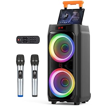 JYX Karaoke Machine with 2 Wireless Microphones, Black