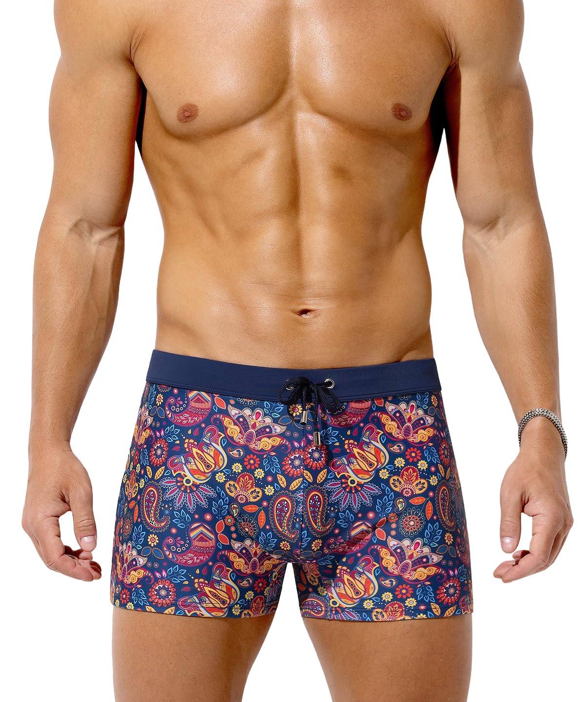 Casey Kevin Maillot de Bain Homme Boxer Short de Bain Moulants Imprimés Piscine à Séchage Rapide avec Cordon de Serrage Réglable