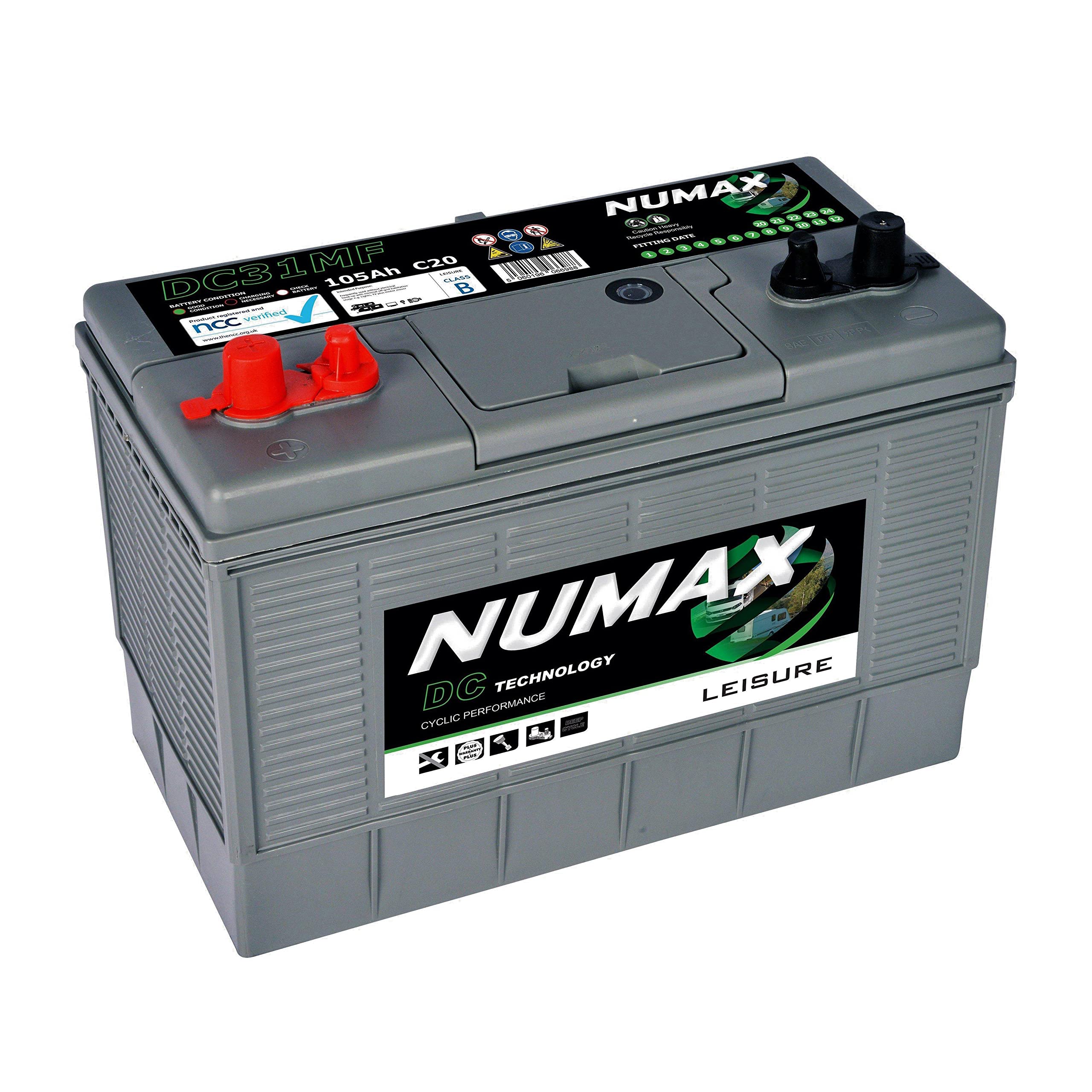 Numax 12V 105AH DC31MF Deep Cycle Leisure Marine Battery Motorhome Caravan Boat - NCC VERIFIED
