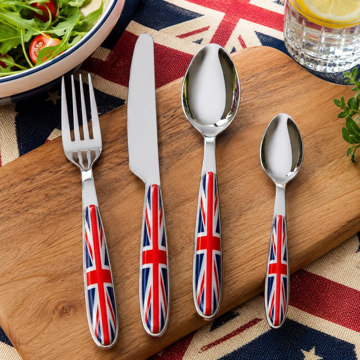 EXZACT 24 pièces Union Jack Couverts acier inoxydable couverts set pour 6