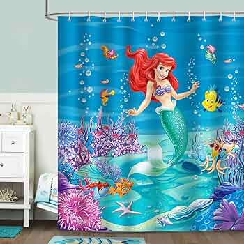 Bonhause リトルマーメイド アリエル シャワーカーテン 子供用 海